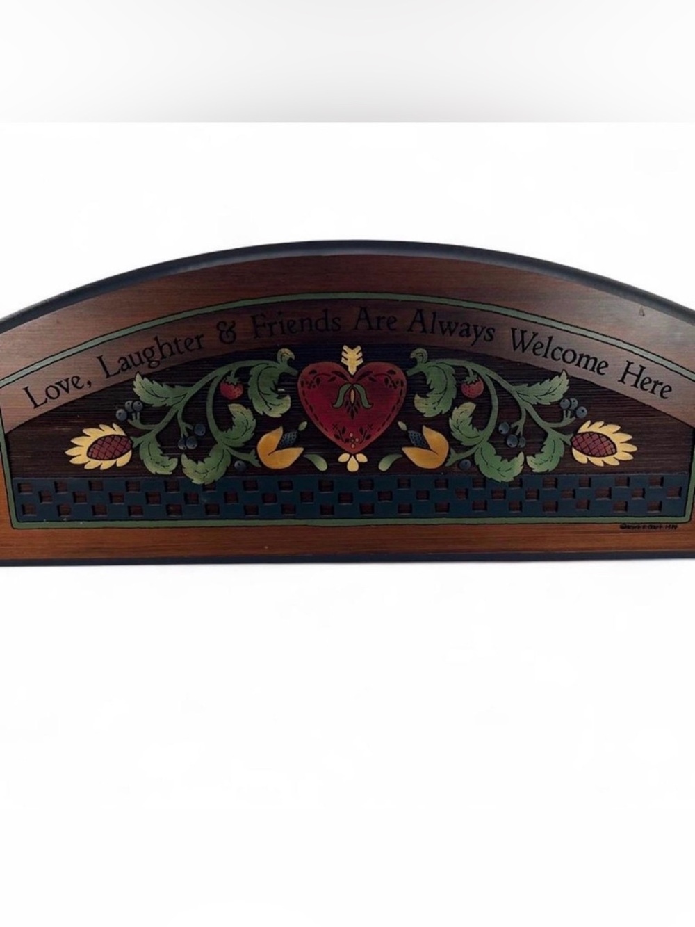Large Vintage 1994 "Heart to Heart" Country Wooden Wall Plaque - 29.5"